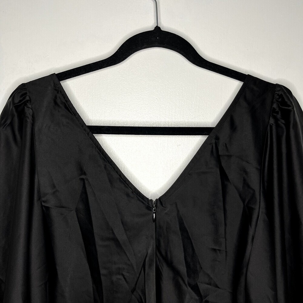 Jagger & Stone The Liv Mini Dress Womens 8 Black Satin Balloon Long Sleeve NWT - Picture 7 of 16